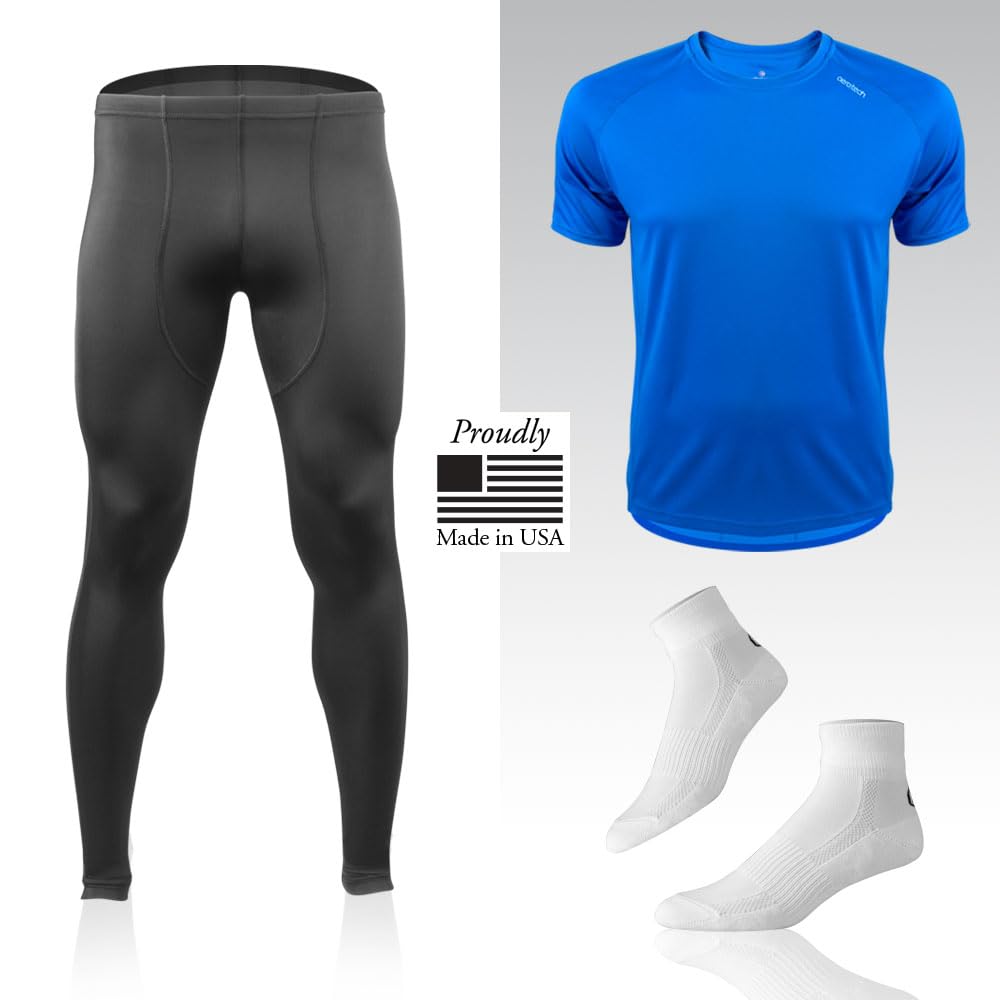 Men's Triumph Workout Tights - High Performance Compression Spandex Leggings for Running, Gym & Training | Moisture-Wicking & Breathable | Made in USA | Perfect for CrossFit, Yoga & Active Lifestyle