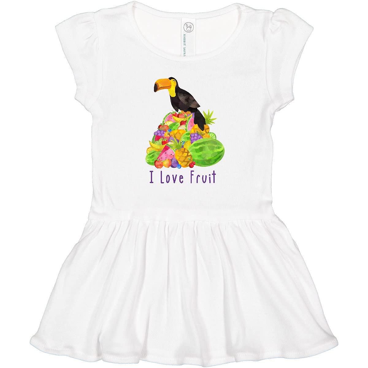 Inktastic I Love Fruit Toucan Toddler Dress - Cute Tropical Bird Print Outfit for Girls, Perfect for Summer, Beach, and Birthday Parties
