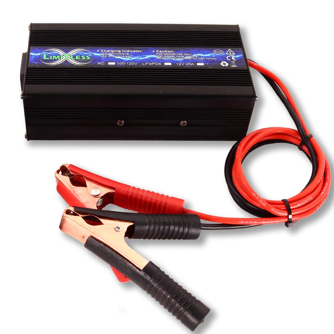 25 Amp LiFePO4 Battery Charger 12V for RVs, Boats, Solar Systems & Off-Grid Power - Fast Charging Deep Cycle Lithium Iron Phosphate Batteries