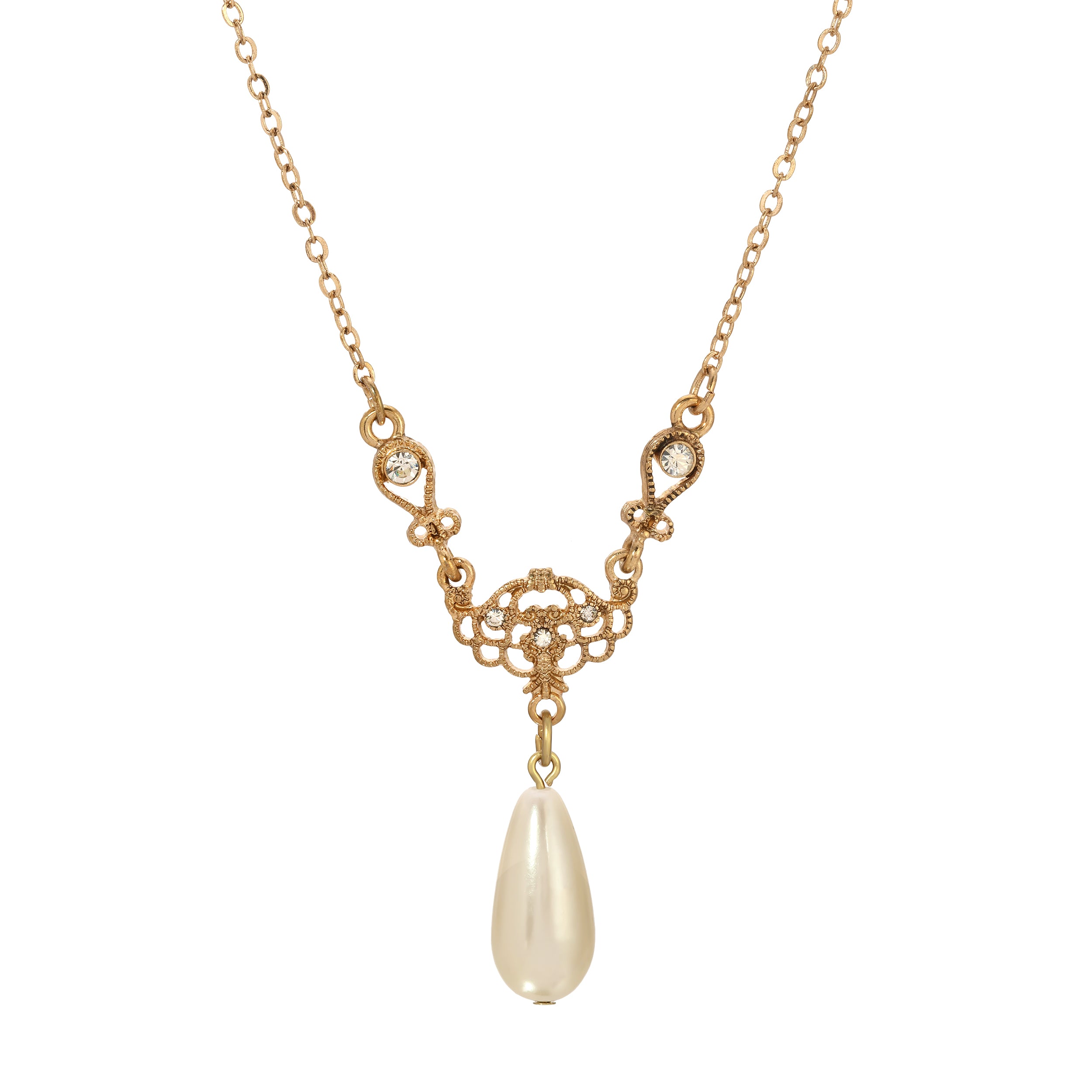 1928 Jewelry Majestueuse Faux Pearl Pendant Necklace - 16