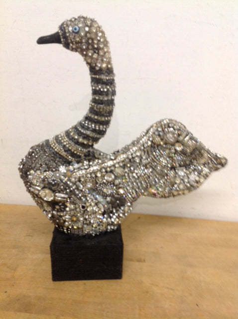 16 X 18 Silver Swan By Susan David - Elegant Home Decor Wall Art for Living Room, Bedroom & Office
