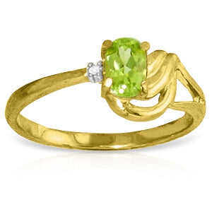 0.46 Carat 14K Solid Yellow Gold Here Comes Love Peridot Diamond Ring for Engagement, Anniversary & Special Occasions - Dainty Green Gemstone Jewelry Gift for Her