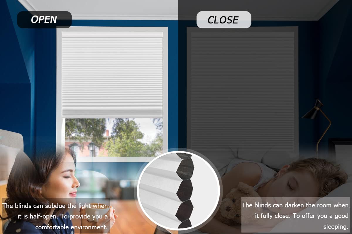 Blackout Cordless Cellular Shades for Windows - Total Privacy Honeycomb Blinds with UV & Noise Insulation, Push-Pull Safety Design, Pleated Fabric (Grey-Blackout, 32.5