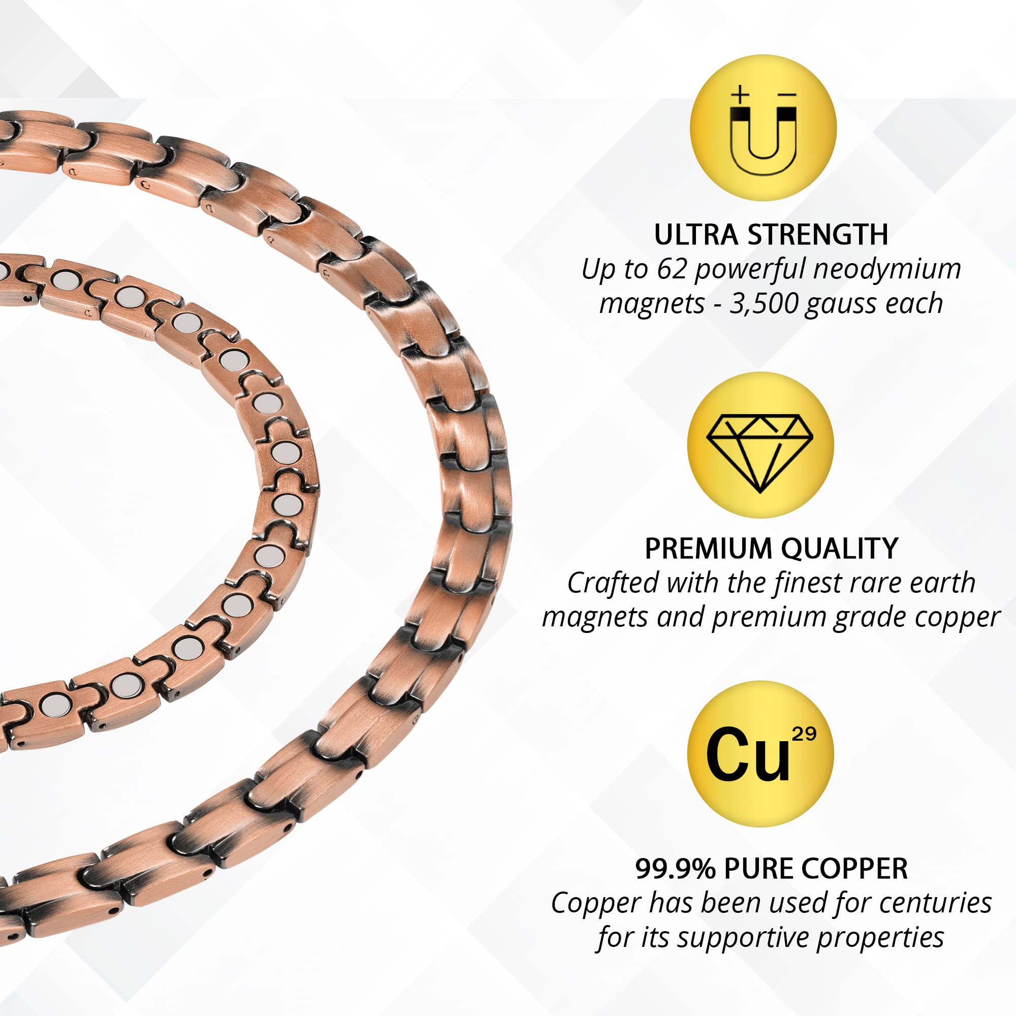 MagnetRX® Copper Magnetic Therapy Necklace - Ultra Strength 99.9% Pure Copper Necklace with 55 Magnets (19.25 Inches) for Men & Women - Relieve Pain, Improve Circulation & Reduce Stress | Perfect for Arthritis, Neck Pain & Daily Wellness