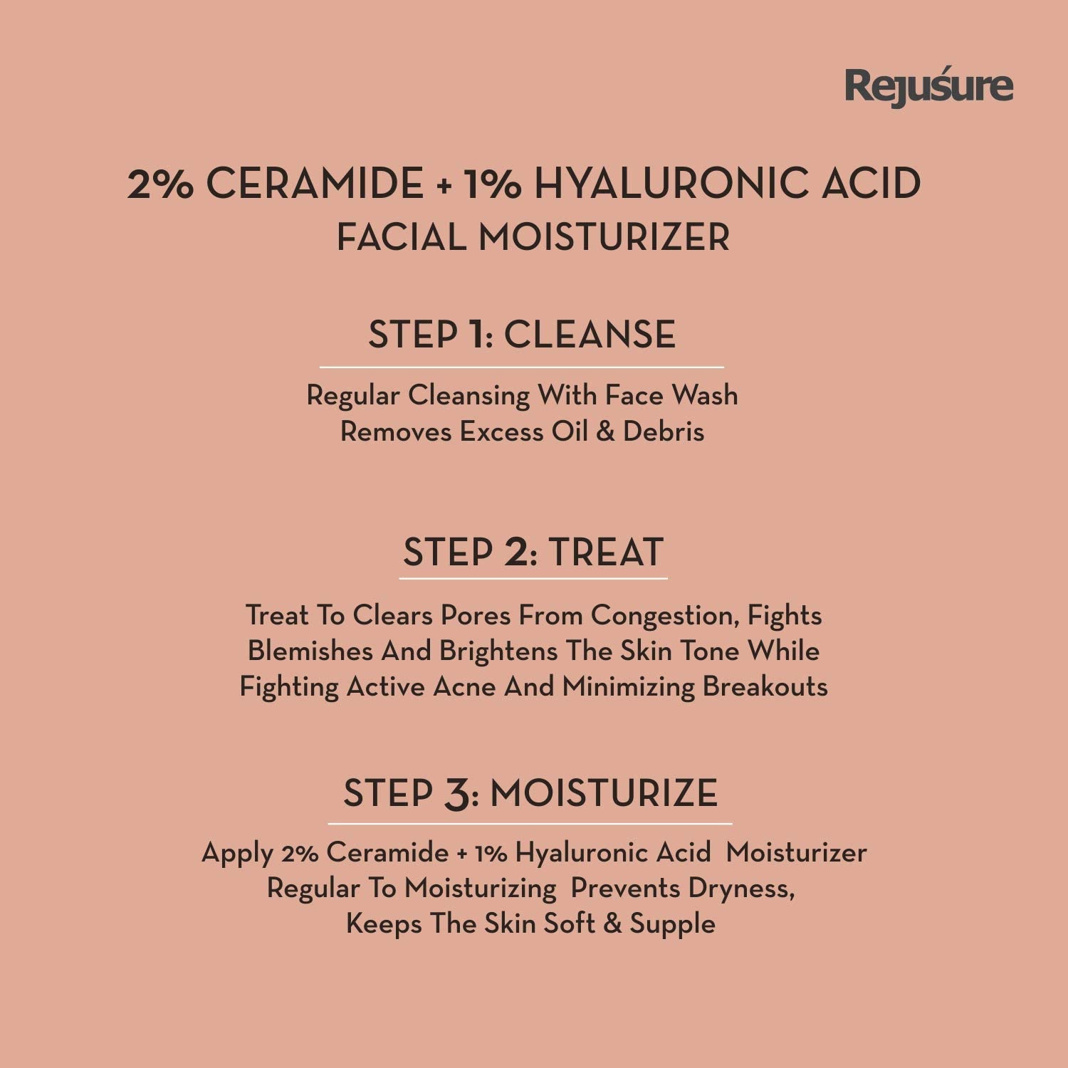 Rejusure Ceramide + Hyaluronic Acid Face Moisturizer Cream - 24 Hour Hydration for Dry, Sensitive & Glowing Skin | Anti-Aging Skin Care Treatment | Day & Night Use | 1.7 oz (50ml) | Perfect for Winter Skincare Routine & Post-Facial Hydration