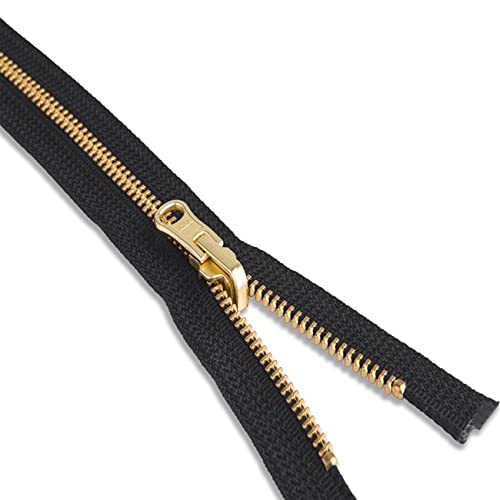 Lakesstory 28 Inch Heavy Duty Black Reversible Zipper with Brass Teeth & Polyester Tape - Separating Zipper for Jackets, Bags & Outdoor Gear