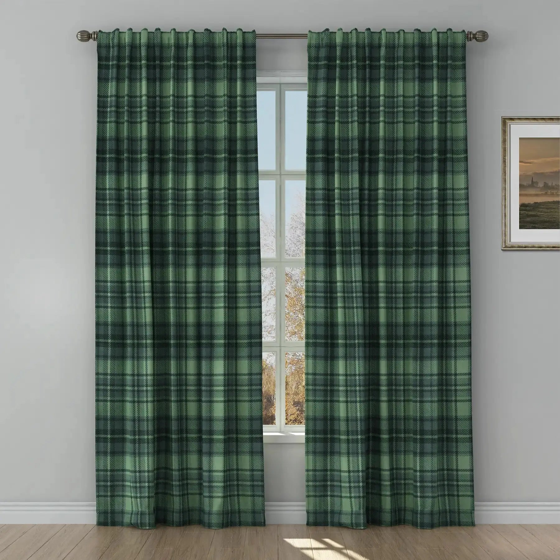 Sara Le Print Linen Drapery Soft Top - Lightweight Linen Curtains for Living Room & Bedroom - Elegant Window Treatment for Home Decor