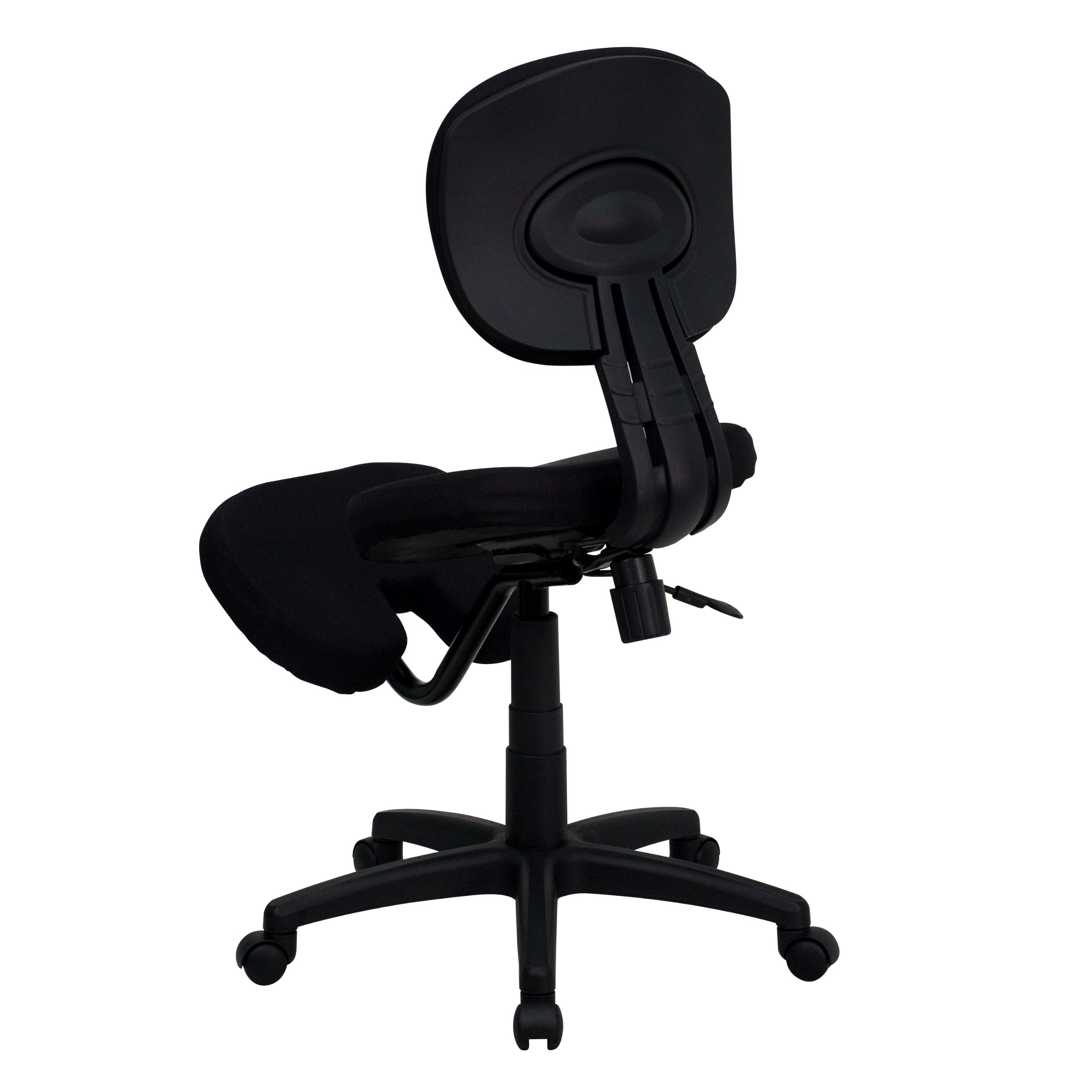Ergonomic Kneeling Office Chair - Adjustable Posture Support Black Fabric Task Chair for Home & Office Workspace