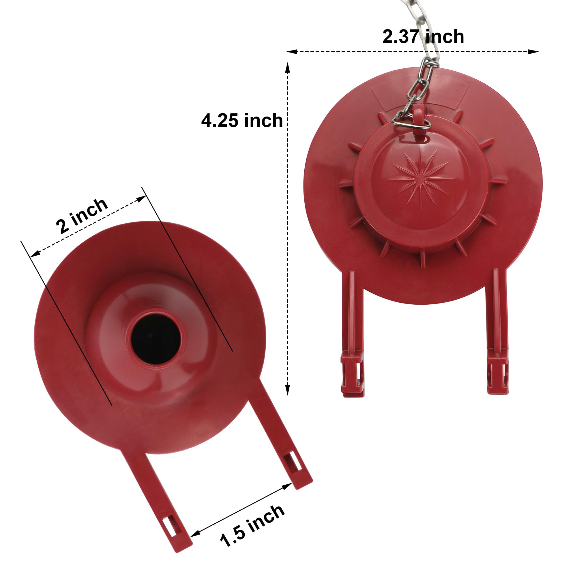 2 Pack Universal 2-Inch Toilet Flapper Replacement Kit - High Performance Toilet Tank Flapper with Stainless Steel Chain & Hook, Durable Rubber Seal, Easy Installation (Red) - Perfect for Leaky Toilets, Home Bathroom Repair & Water Conservation