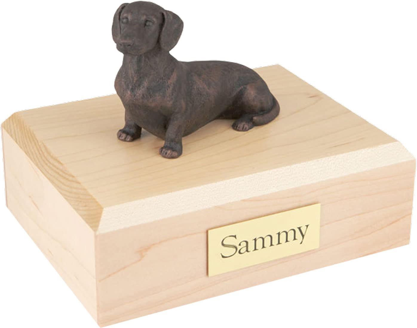 Personalized Small Dachshund Pet Cremation Urn for Ashes - Solid Wood Dog Memorial Urn (Maple, Oak, Walnut) with Handcrafted Resin Figurine - Holds Up to 45lbs - Perfect for Home Memorials, Pet Loss Gifts & Remembrance Ceremonies
