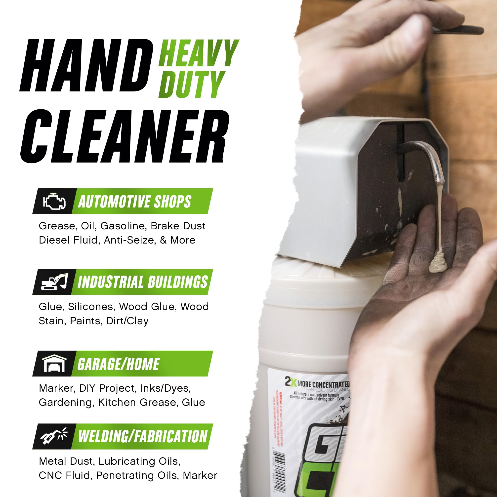 Grip Clean 4 Pack Combo - Heavy Duty Pumice Hand Soap for Mechanics with Wall Mount Dispenser | 2 Gallons Natural Clay & Coconut Oil Hand Cleaner | Ideal for Auto Shops, Industrial Work & Garage Use