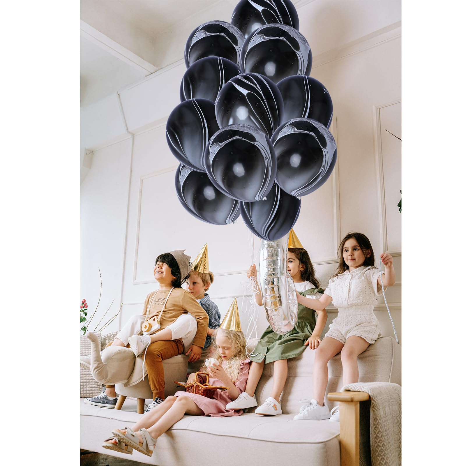 12 Inch Black and White Marble Agate Latex Balloons (50PCS) - Elegant Tie Dye Balloons for Birthday Parties, Christmas Decorations, Weddings, Halloween & Photobooth Backdrops - Perfect for Home Decor, Baby Showers and Special Events