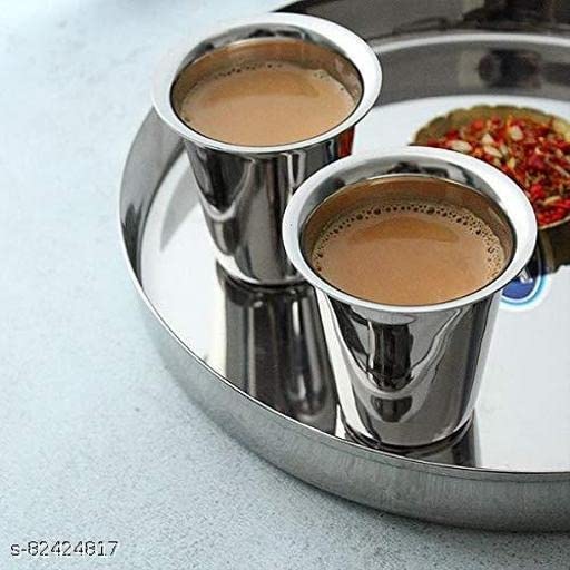 Premium Stainless Steel Indian Tea & Coffee Glasses - Traditional Design, Pack of 1, Durable Steel Cups for Kids & Adults - Perfect for Chai, Lattes, and Hot Beverages at Home or Office