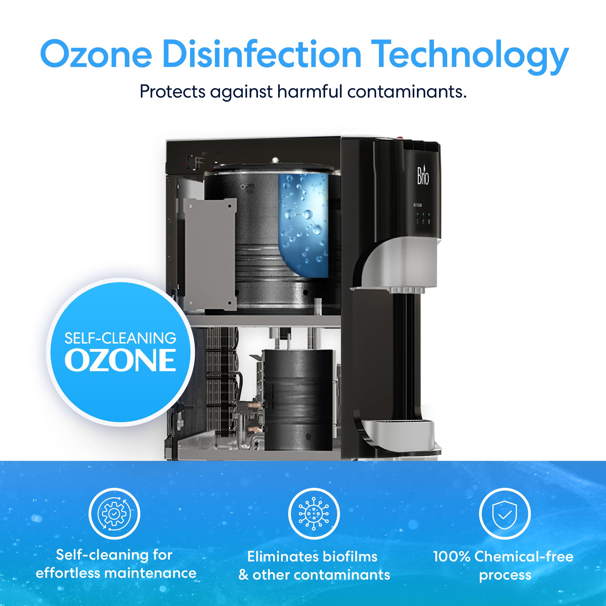 Brio Commercial Grade Bottleless Reverse Osmosis Water Cooler Dispenser with Ultra Safe Filtration - 3 Temperature Settings (Hot, Cold & Room) - UL Certified for Office & Home Use - Perfect for Kitchens, Break Rooms and Workplaces