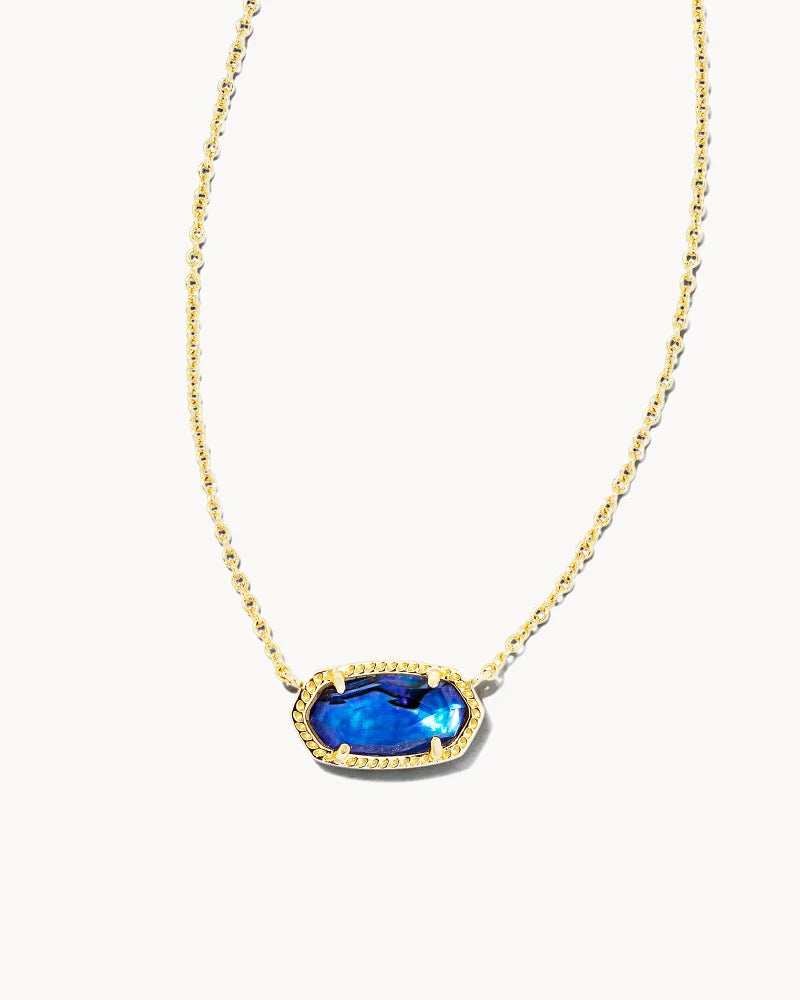 Elisa Gold Pendant Necklace with Navy Abalone Shell - Elegant Jewelry Gift for Women, Perfect for Weddings, Anniversaries & Special Occasions