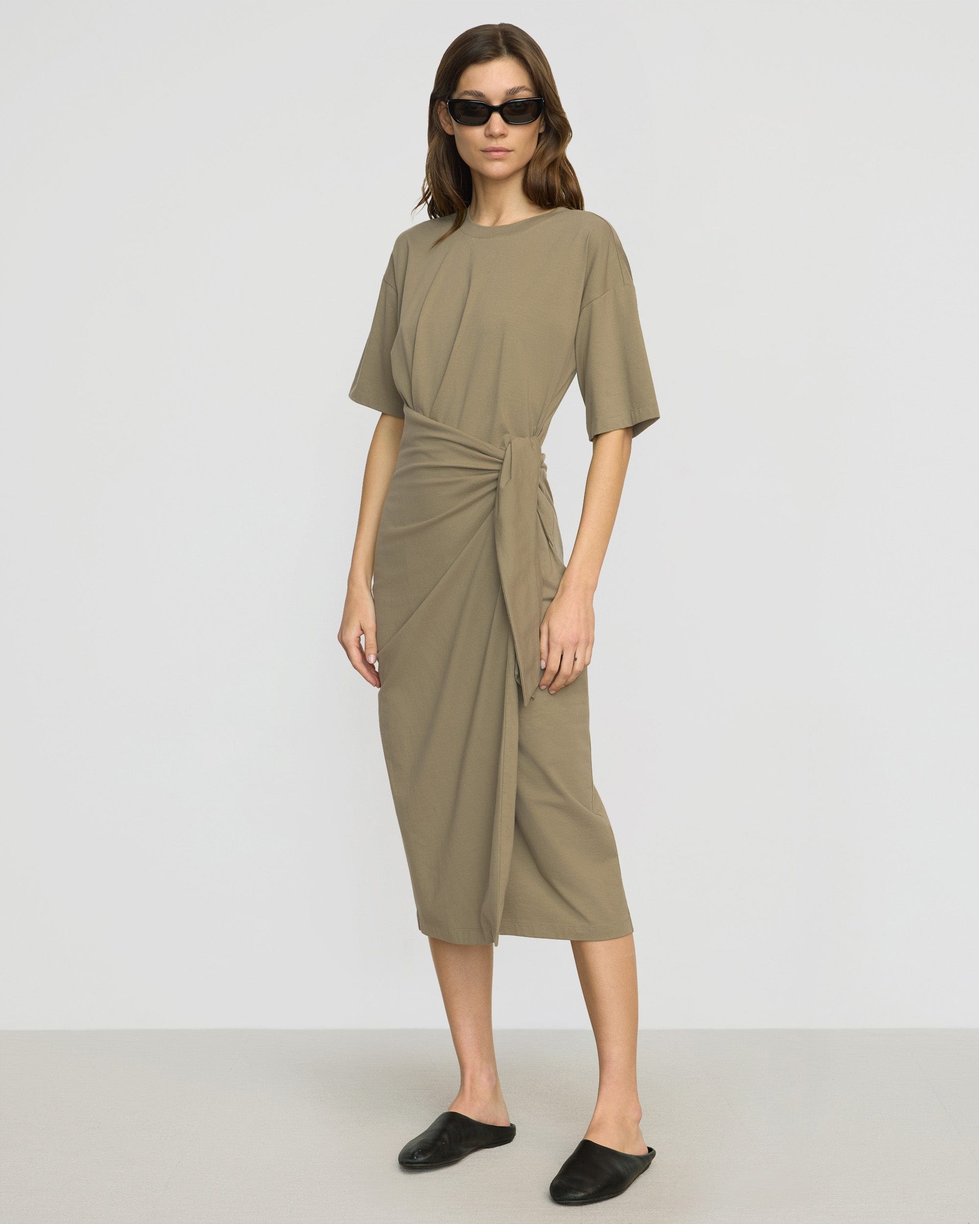 Noa Organic Cotton Wrap Dress for Women - Soft & Comfortable T-Shirt Style - Perfect for Casual Wear, Office & Summer Outfits