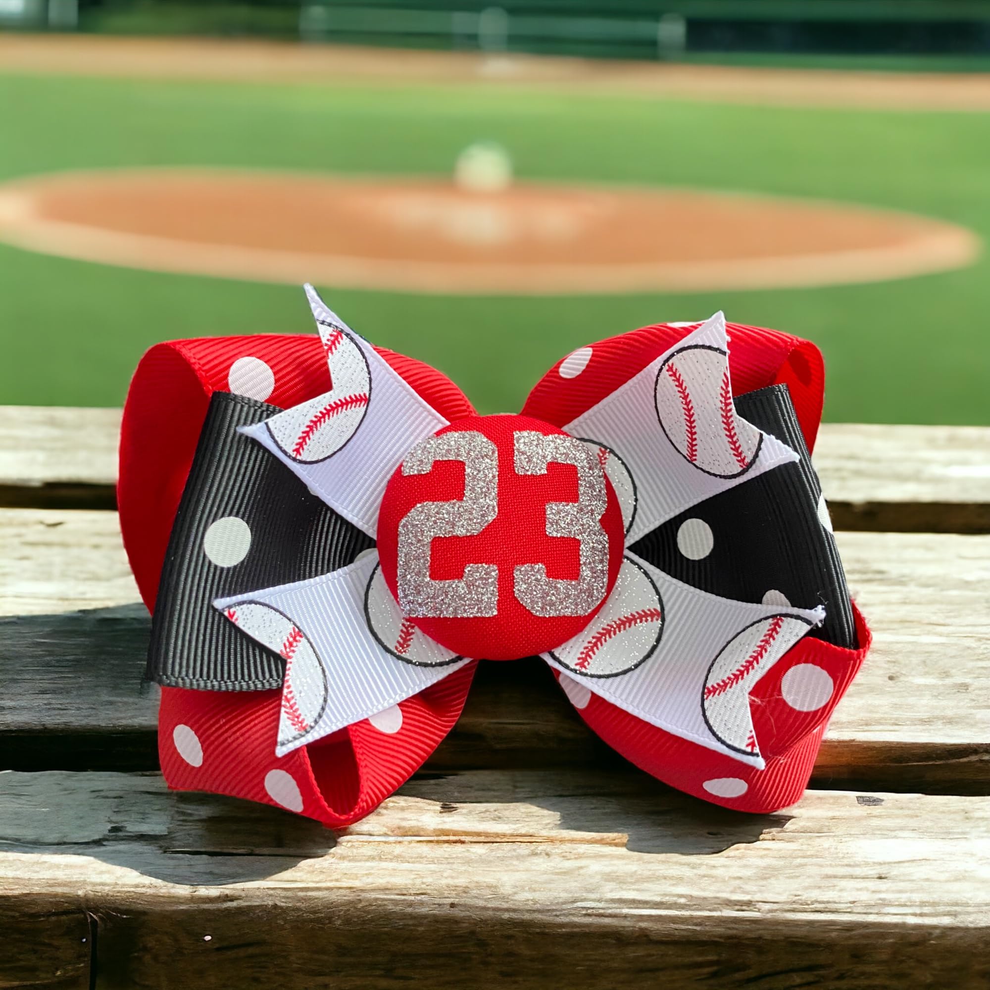 Custom Softball Glitter Hair Bow with Team Number - Personalized Burgundy & Gray Player Accessory for Games, Tournaments & Team Spirit