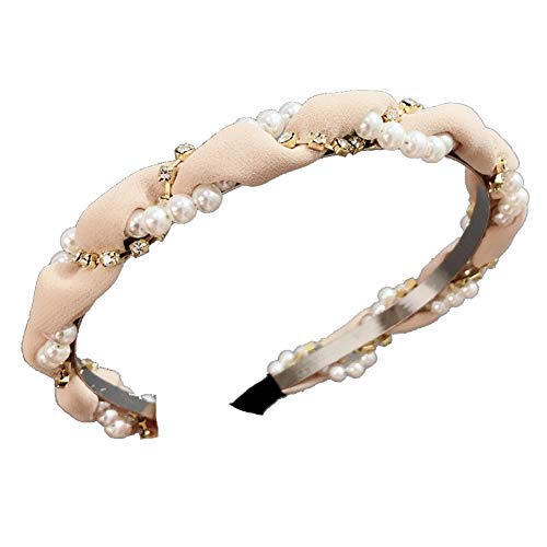 Elegant Women's Headband with Faux Pearl & Rhinestone - Velvet Hair Hoop, Bling Hair Clip, Elastic Head Wrap - Perfect for Weddings, Parties & Everyday Fashion Accessories
