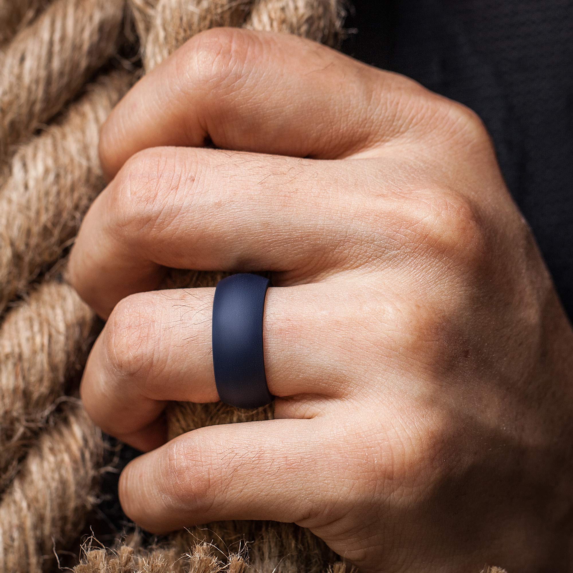 ThunderFit Silicone Wedding Rings for Men - 7 Pack Durable Rubber Bands, 8.7mm Wide & 2mm Thick - Comfortable, Non-Slip Design for Active Lifestyles, Gym, Swimming, Sports & Outdoor Activities