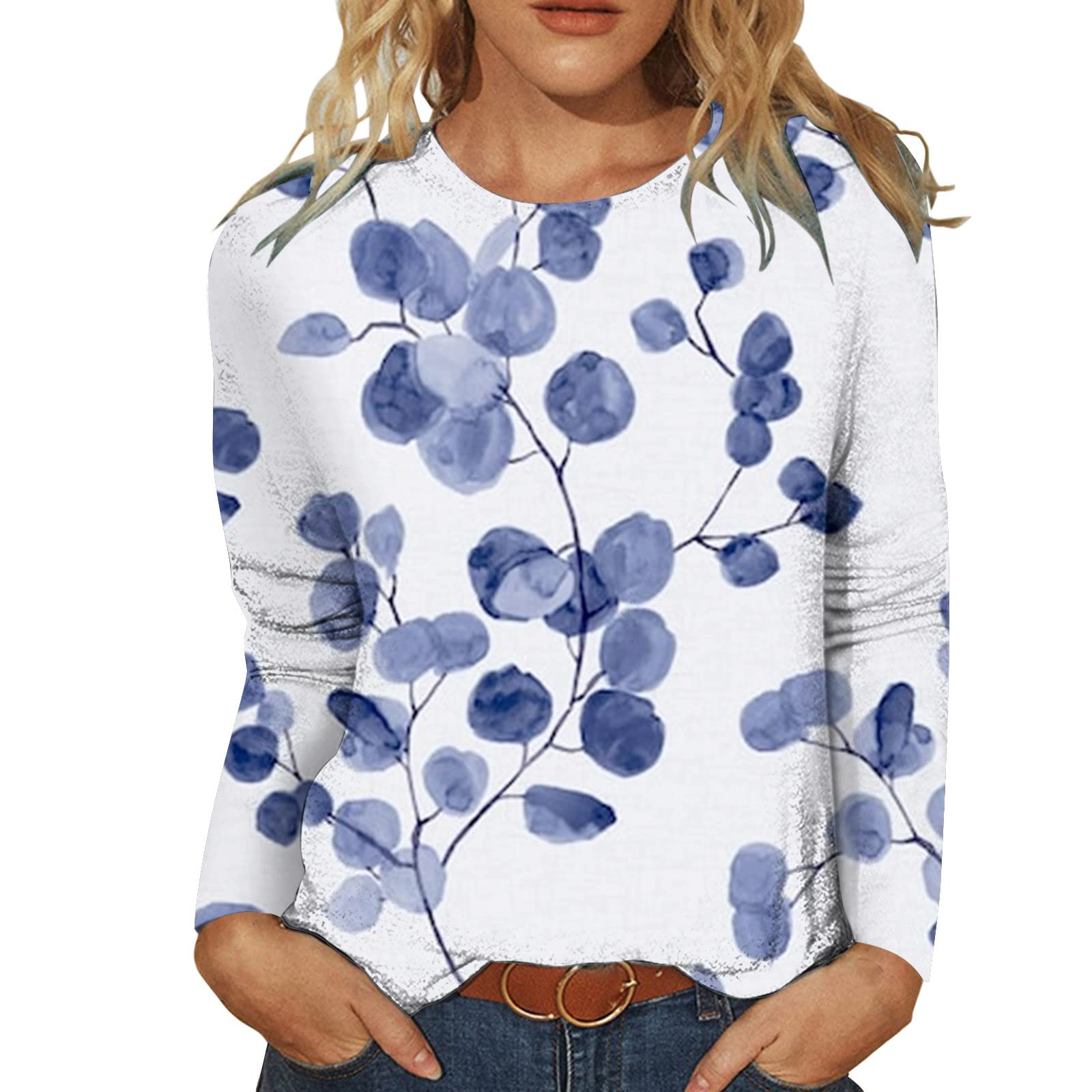 Women's Graphic Print Long Sleeve T-Shirt - Summer Crewneck Sweater with Artistic Painting Design | Casual Wear, Street Style, Office Outfits & Weekend Comfort