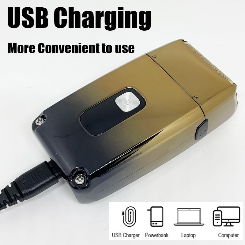 Premium Rechargeable Electric Razor for Men - 3-Blade Wet/Dry Shaver with Powerful Motor for Beard & Head Shaving - Golden Box (Ideal for Travel, Gym & Daily Grooming)