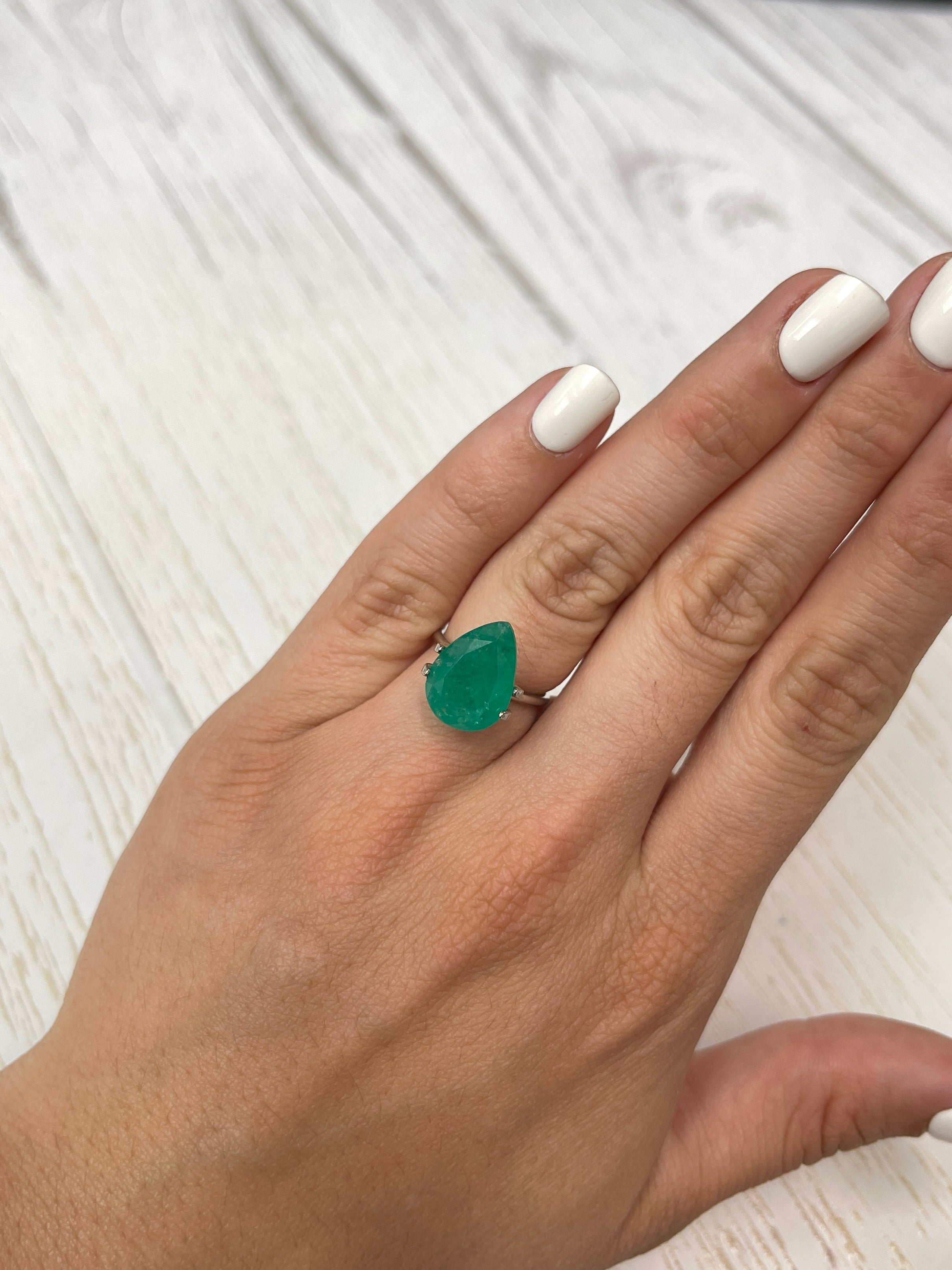 6.59 Carat Natural Colombian Emerald Pear Cut Loose Gemstone for Jewelry Making - Engagement Rings, Necklaces & Earrings