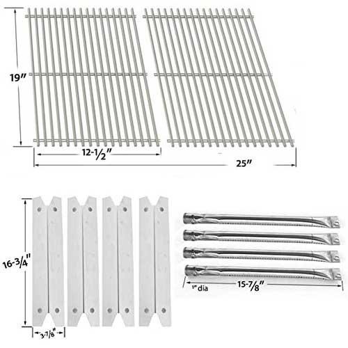 Charmglow 810-7400-S Replacement Grill Kit - 4 Stainless Steel Burners, Heat Plates & Cooking Grates for Gas Grills | Perfect for Backyard BBQs, Outdoor Cooking & Patio Parties