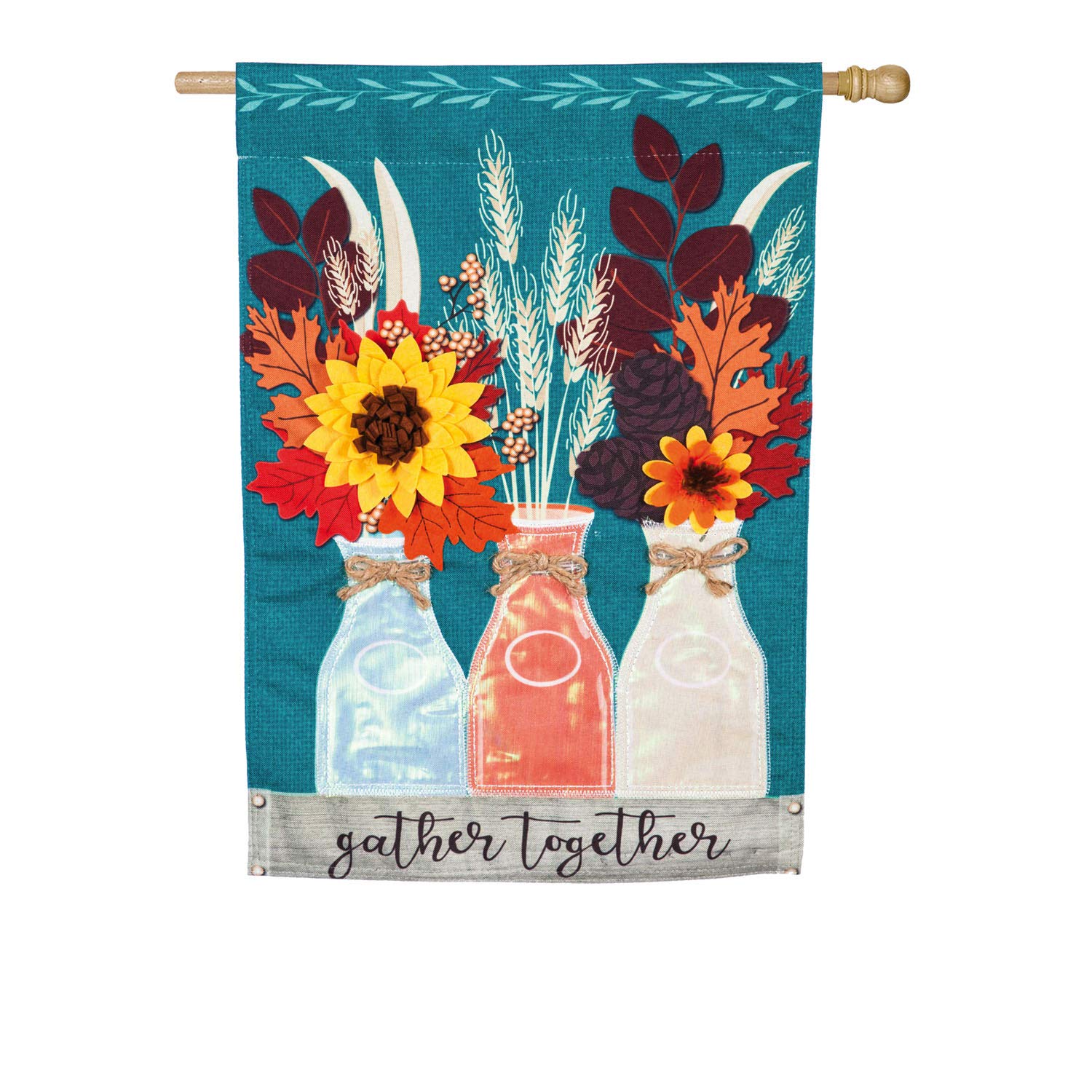 Evergreen Autumn Linen House Flag - 28x44 Inch Weatherproof for Yard & Garden Decor