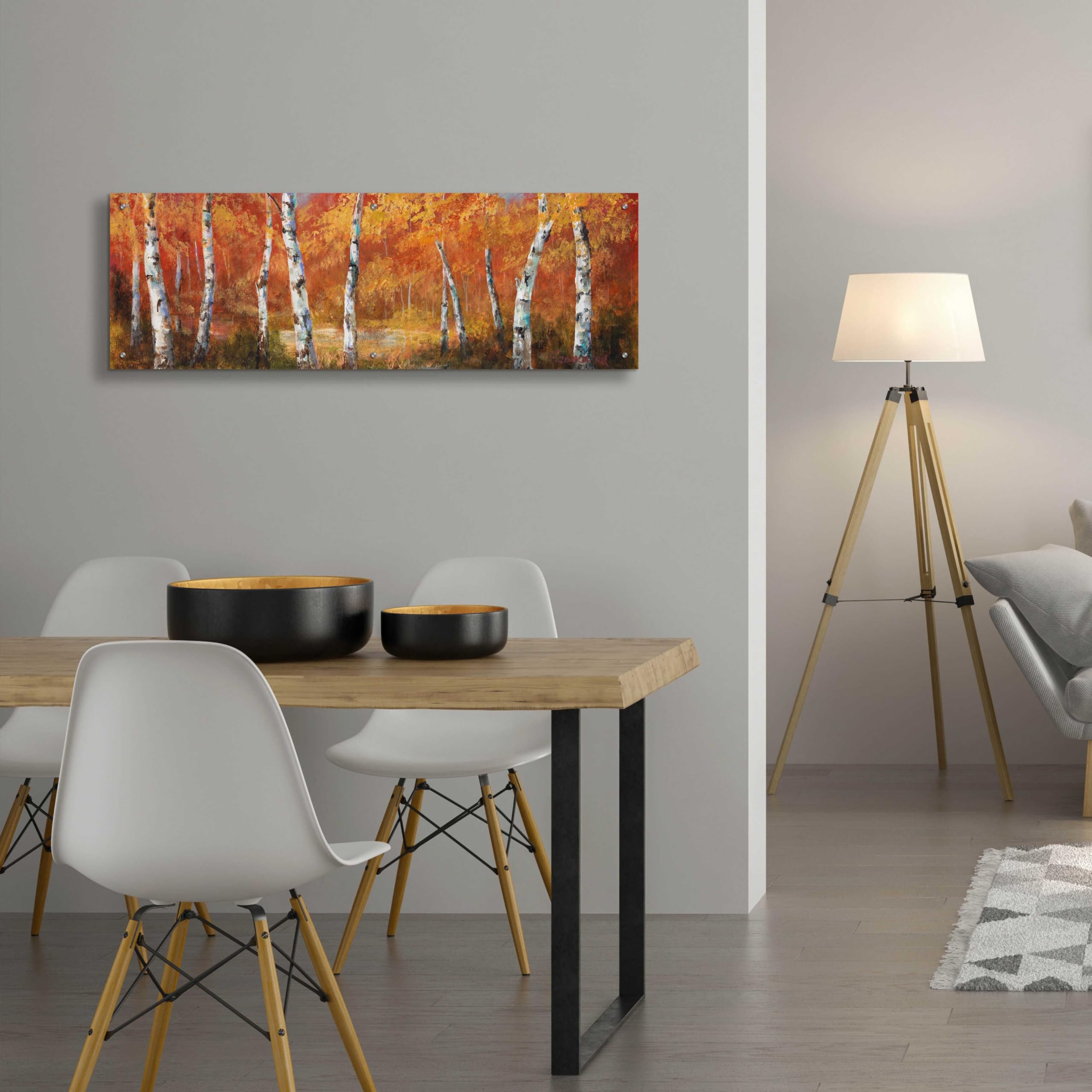 Epic Art 'Autumn Birch I' by Art Fronckowiak - 48x16 Inch Acrylic Glass Wall Art Painting - Modern Home Decor for Living Room, Bedroom & Office
