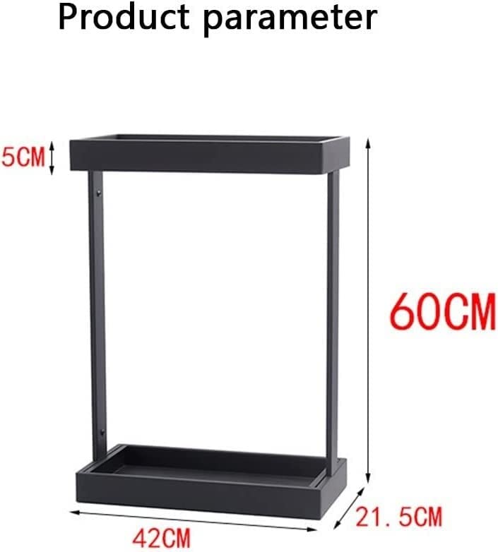 Metal Umbrella Stand with Hooks & Removable Drip Tray - Modern Square Umbrella Storage Rack for Entryway - Indoor Umbrella Holder for Home, Office, Hotel Lobby & Restaurant Entrance (Black)