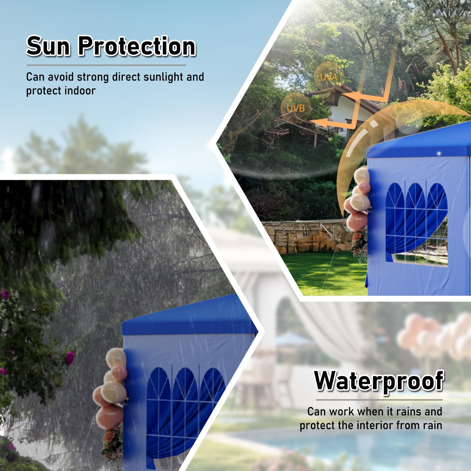 10x30FT Heavy Duty Waterproof Party Tent - Blue Outdoor Canopy Wedding Tent with 8 Removable Sidewalls - Perfect for Patio, Gazebo, Events, BBQ, Holiday, Birthday & Graduation Parties - Durable Shelter for Backyard Gatherings, Festivals & Outdoor Celebrations