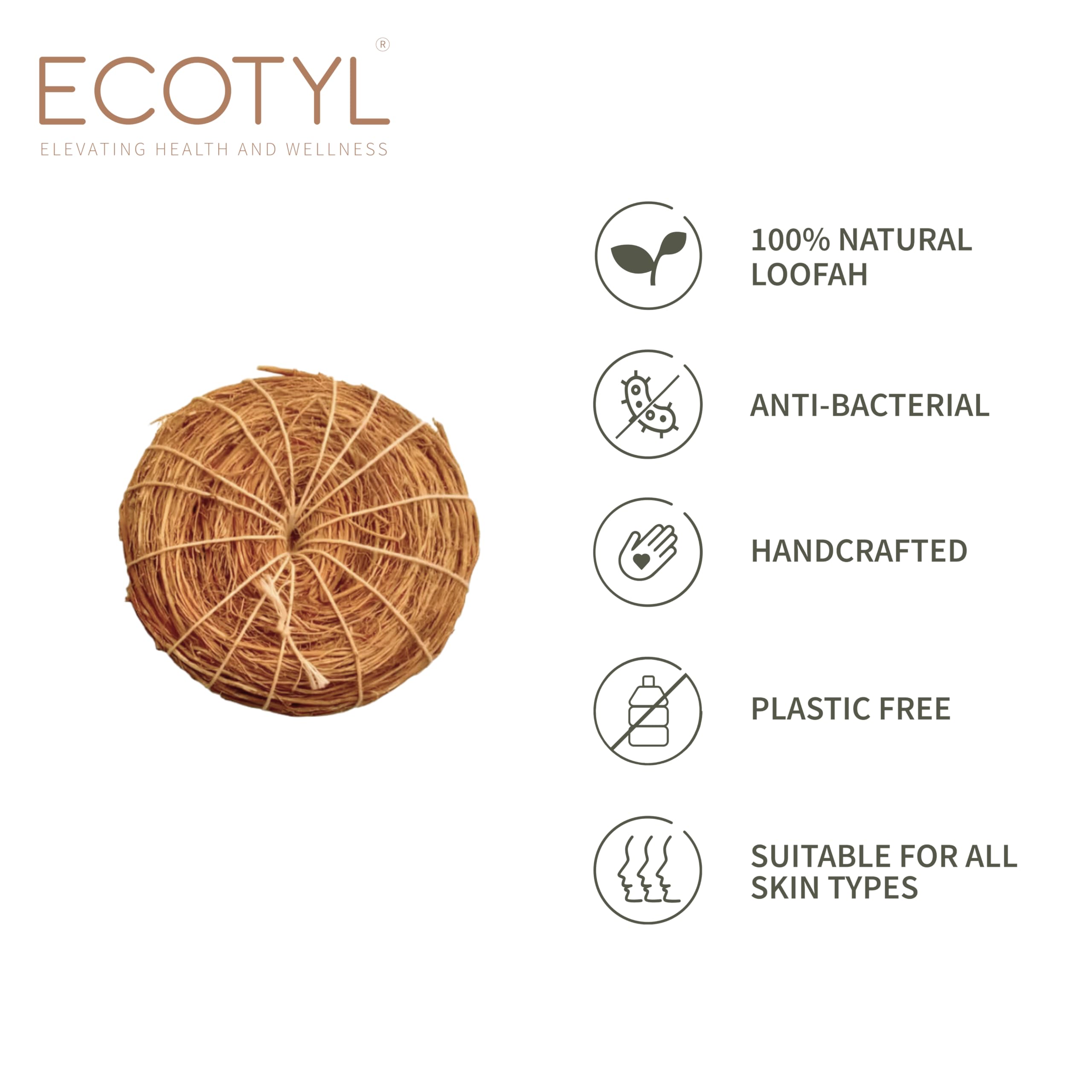 Ecotyl Vetiver Scrubber - Natural Body Loofah Exfoliator for Soft Skin | Set of 3 | Perfect for Shower, Bath & Spa Day Self Care Routine
