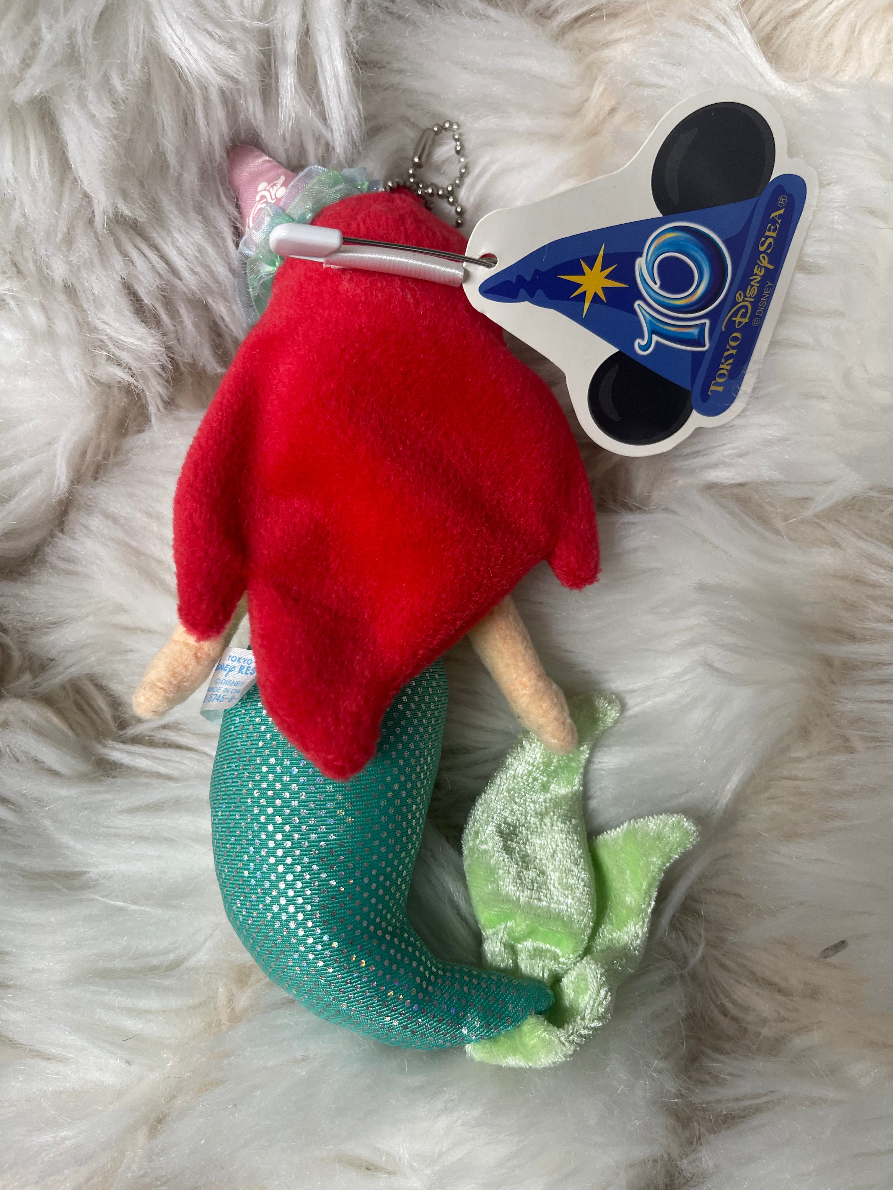Tokyo DisneySea 10th Anniversary Ariel Mermaid Keychain Plush Badge - Cute Collectible for Bags, Backpacks & Keyrings - Perfect Disney Gift for Fans & Travel Souvenirs