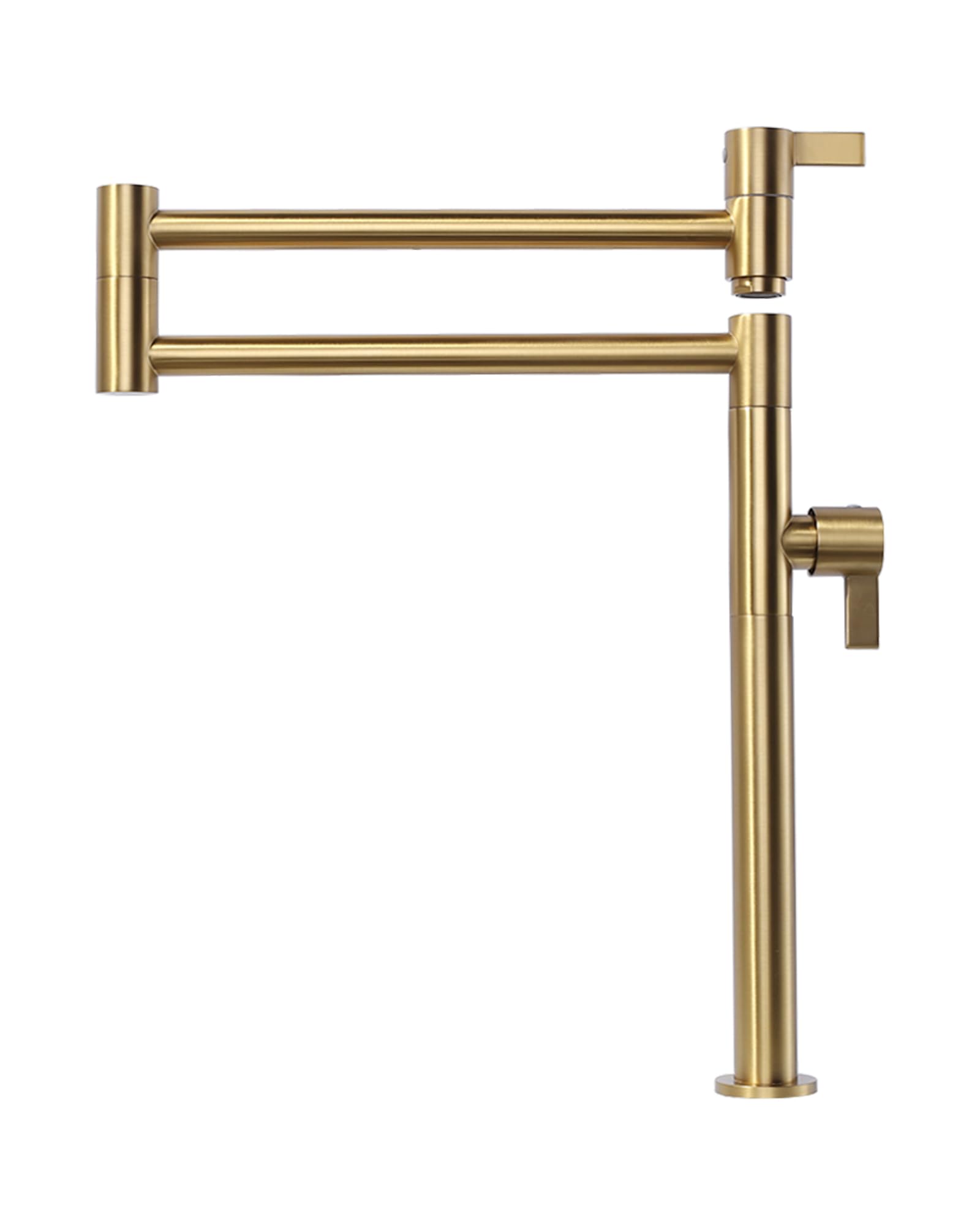 **ARCORA Solid Brass Deck Mount Pot Filler Faucet - Brushed Gold Kitchen Folding Faucet with Stretchable Double Joint Swing Arm - Perfect for Stovetop, Soup Pots & Large Cooking Vessels**