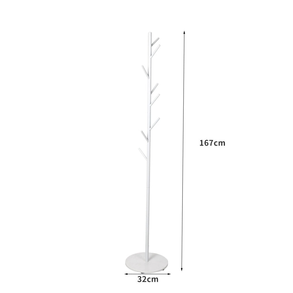 Portable Metal Garment Rack with Hanging Rod - White Coat Clothes Stand Organizer for Bedroom, Closet & Laundry Room Storage