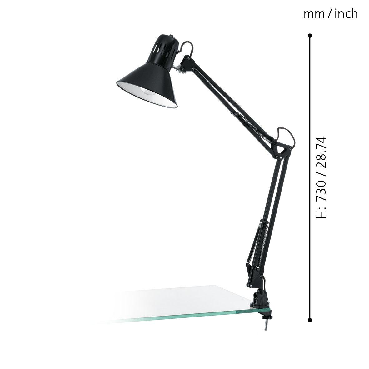 Eglo Firmo Clip On Black Adjustable LED Desk Lamp - Perfect for Home Office, Study, Reading & Bedside Lighting
