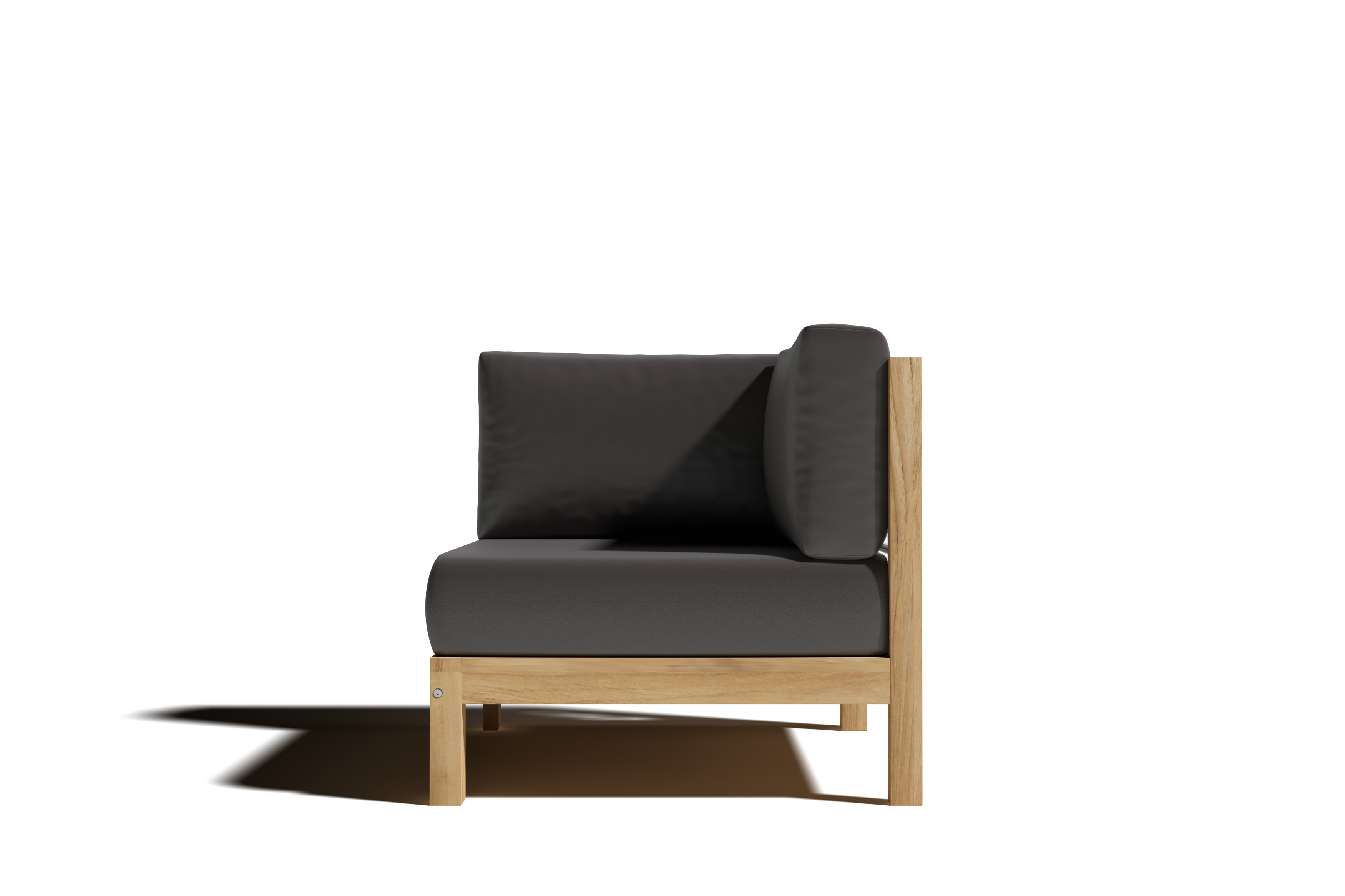 Premium Leon Teak Outdoor Sectional Corner Sofa with Sunbrella Charcoal Cushion - Waterproof & UV Resistant Patio Furniture for Backyard, Poolside & Garden Relaxation