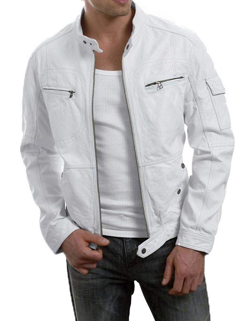 Men's Genuine Lambskin Leather Bomber Jacket - Motorcycle Biker Jacket for Men - 100% Real Leather - Perfect for Riding, Casual Wear & Outdoor Adventures