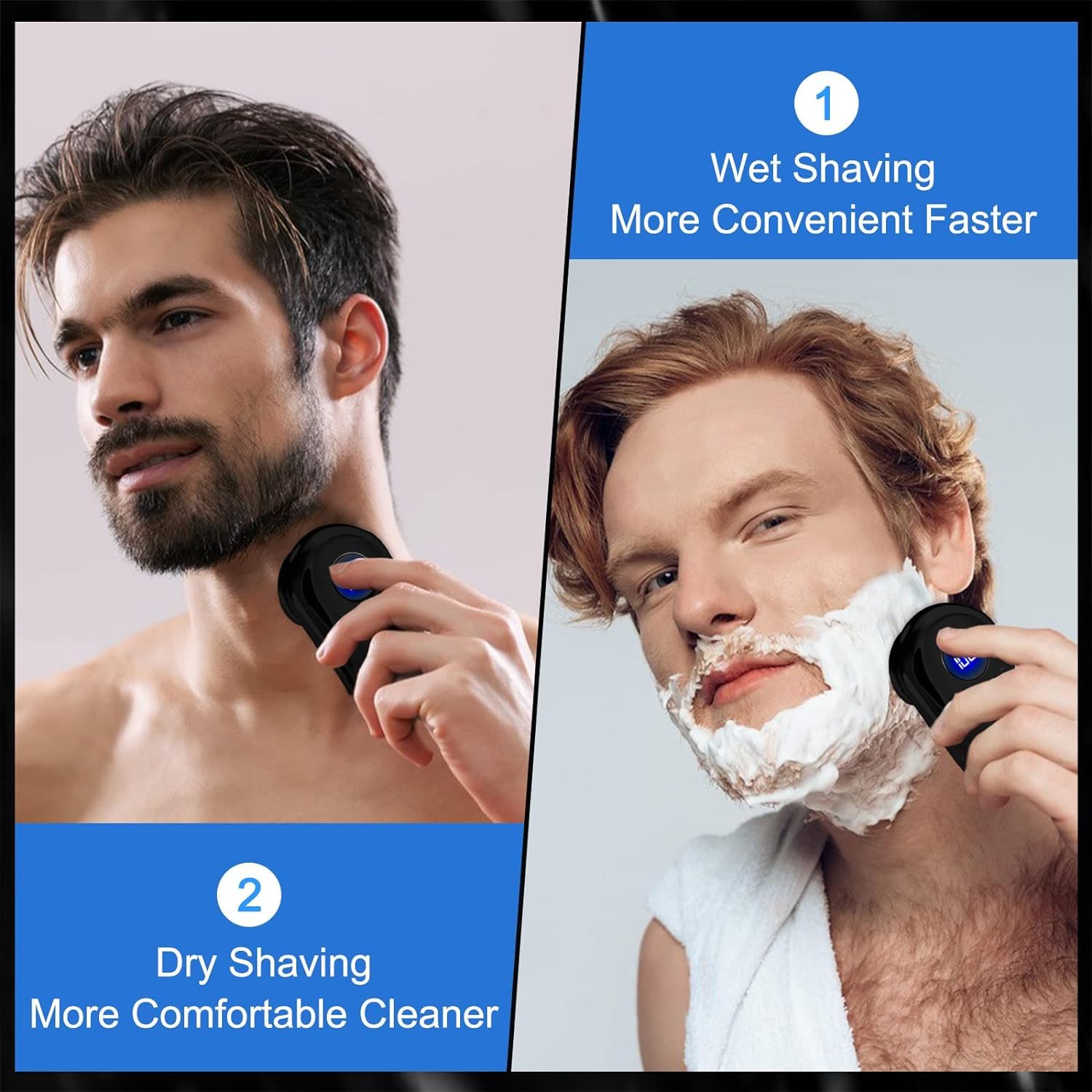 Portable Mini Electric Shaver - 8500 RPM High Speed with 20-Sided Stainless Steel Blade & Battery Level Indicator - Long Lasting 30-Day Use for Men's Grooming - Perfect for Home, Car, Travel & Business Trips