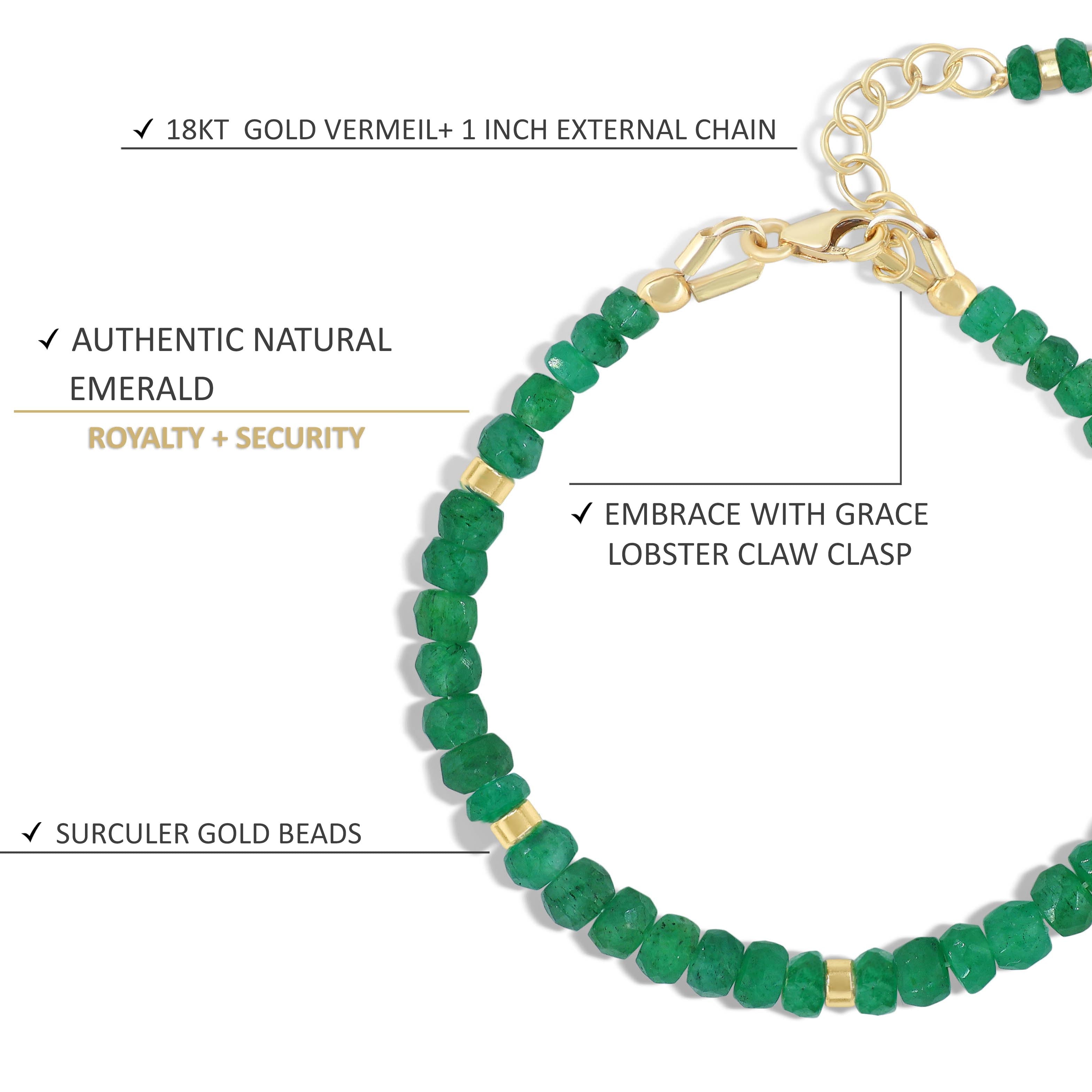 Natural Emerald Bead Strand Rondelle Bracelet – Genuine Green Gemstone Jewelry for Women, Handmade Adjustable Wrap Bracelet – Perfect for Boho, Yoga, Meditation & Everyday Wear