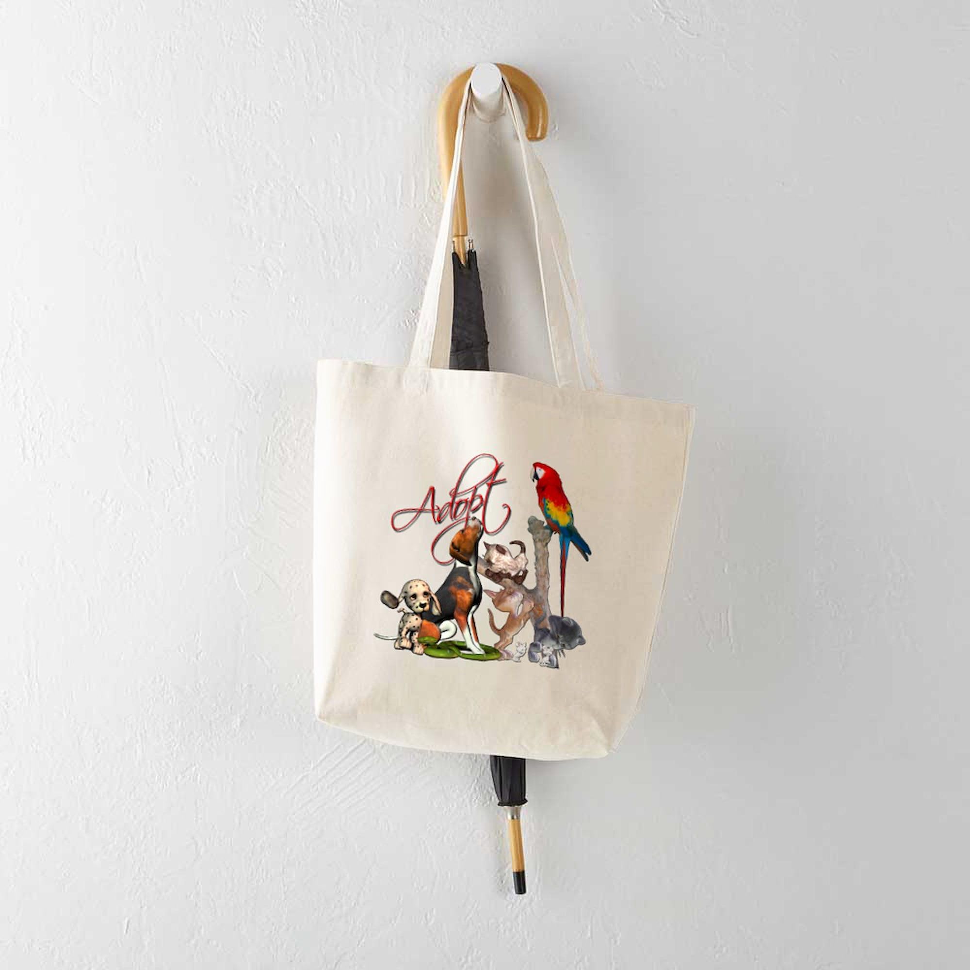 Adopt A Pet Tote Bag - Eco-Friendly Natural Canvas Reusable Shopping Bag for Groceries, Beach & Everyday Use