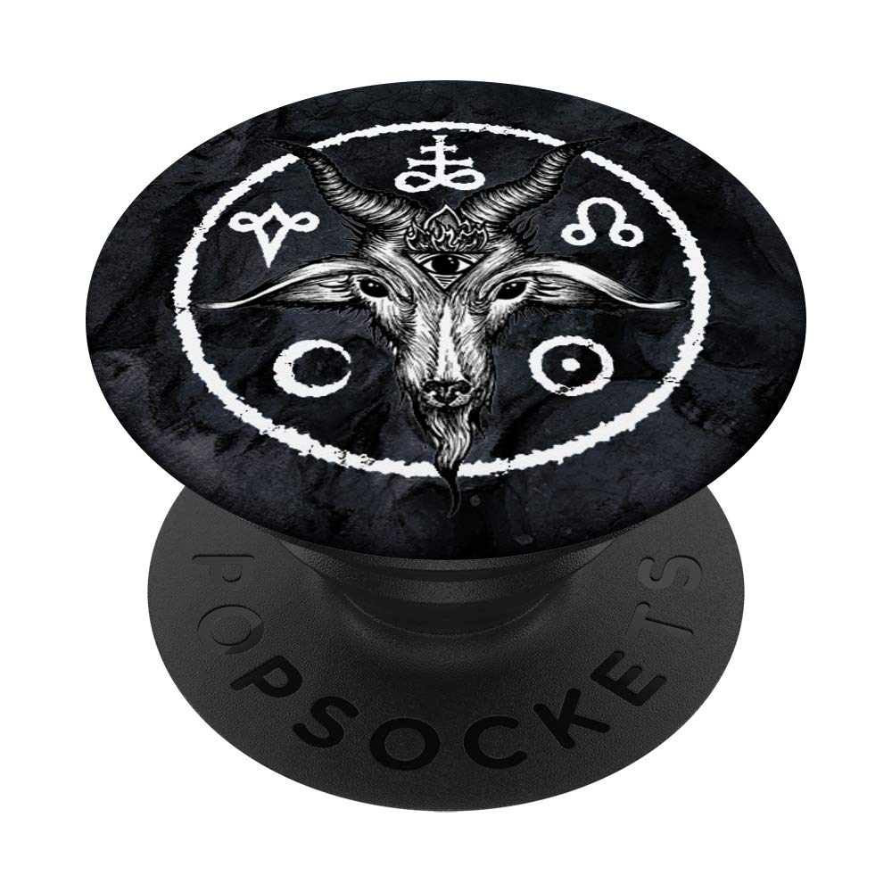 Baphomet Black Metal Art Grip - Satanic & Occult Symbols PopSocket PopGrip | Swappable Phone & Tablet Grip for Metalheads, Goths & Occult Enthusiasts