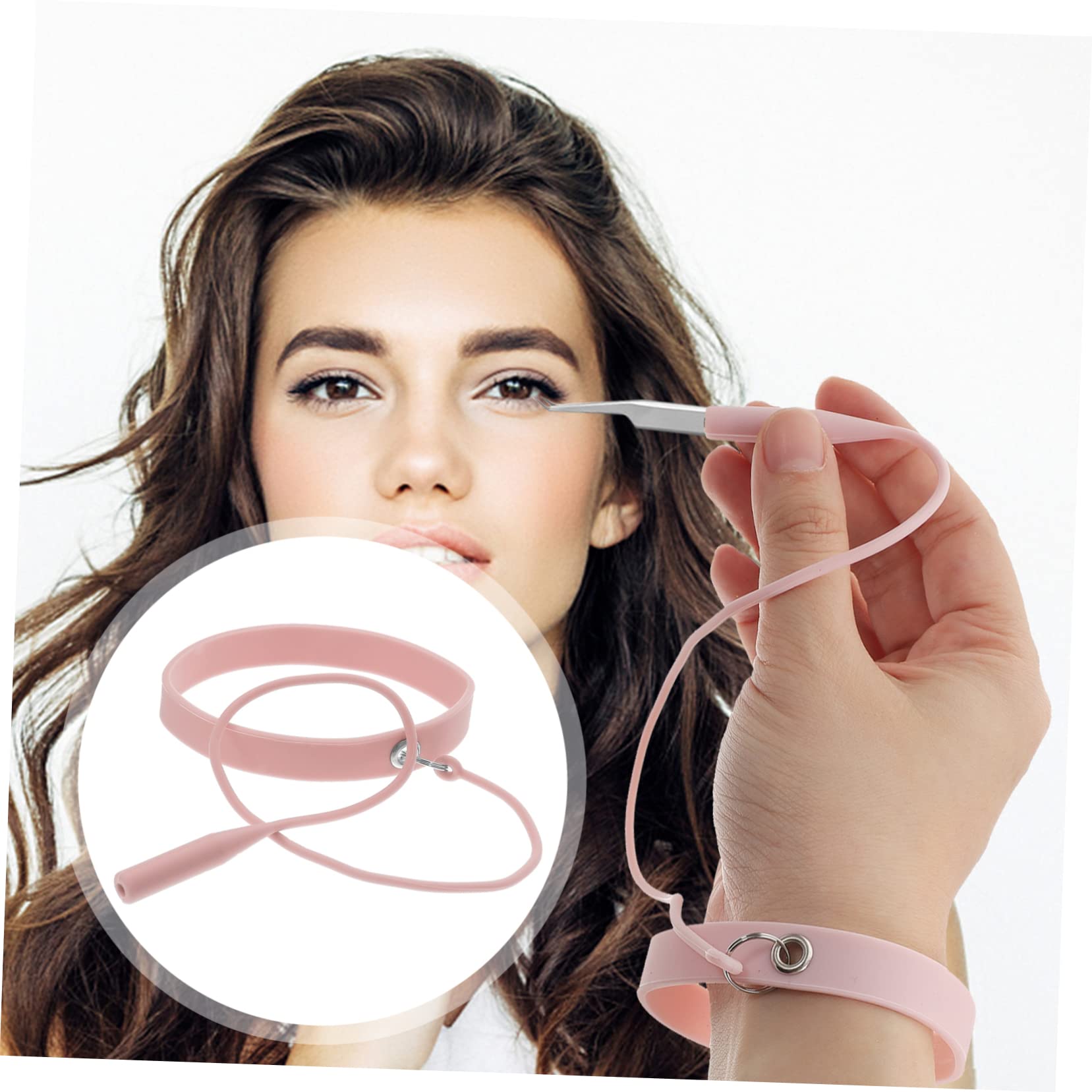 Balacoo 4-Piece Silicone Eyelash Tweezer Set with Bracelet Holder - Professional Lash Extension Tweezers & Wristband for Makeup Artists - Perfect for Salon, Home Use & Travel Accessories