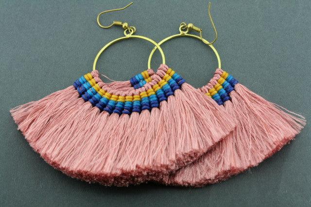 Large Silk Hoop Earrings in Dusty Rose - Elegant & Lightweight for Women | Perfect for Weddings, Parties & Everyday Wear