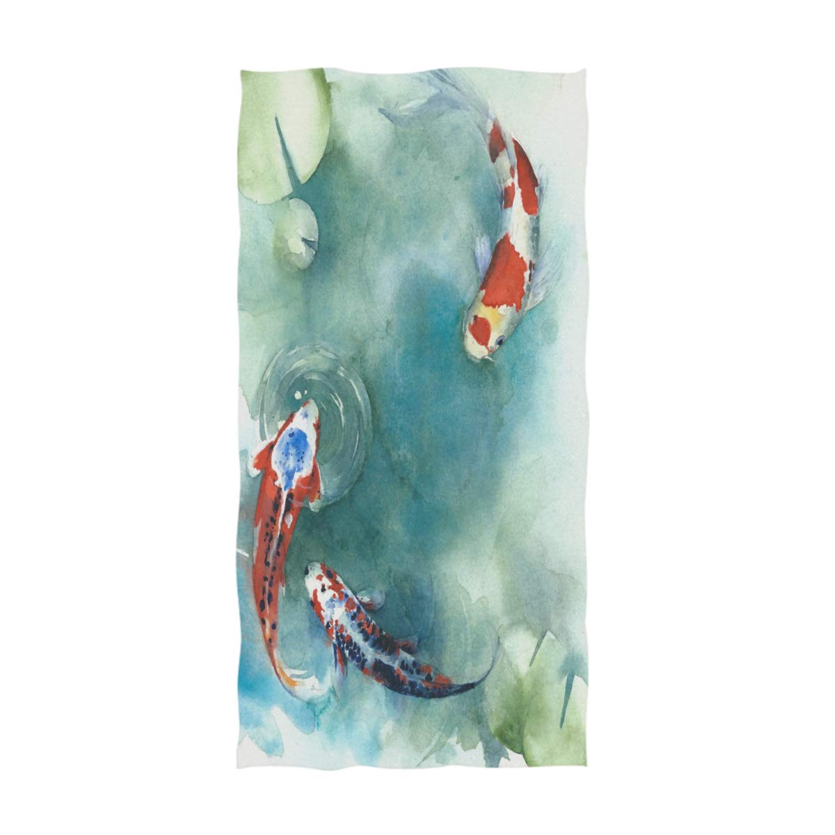 ALAZA Japanese Koi Fish Pond Design Ultra Soft Bath Towel - 16x30 Inch Absorbent Hand & Face Towels for Bathroom, Spa, Gym, Travel - Perfect for Home, Hotel & Beach Use