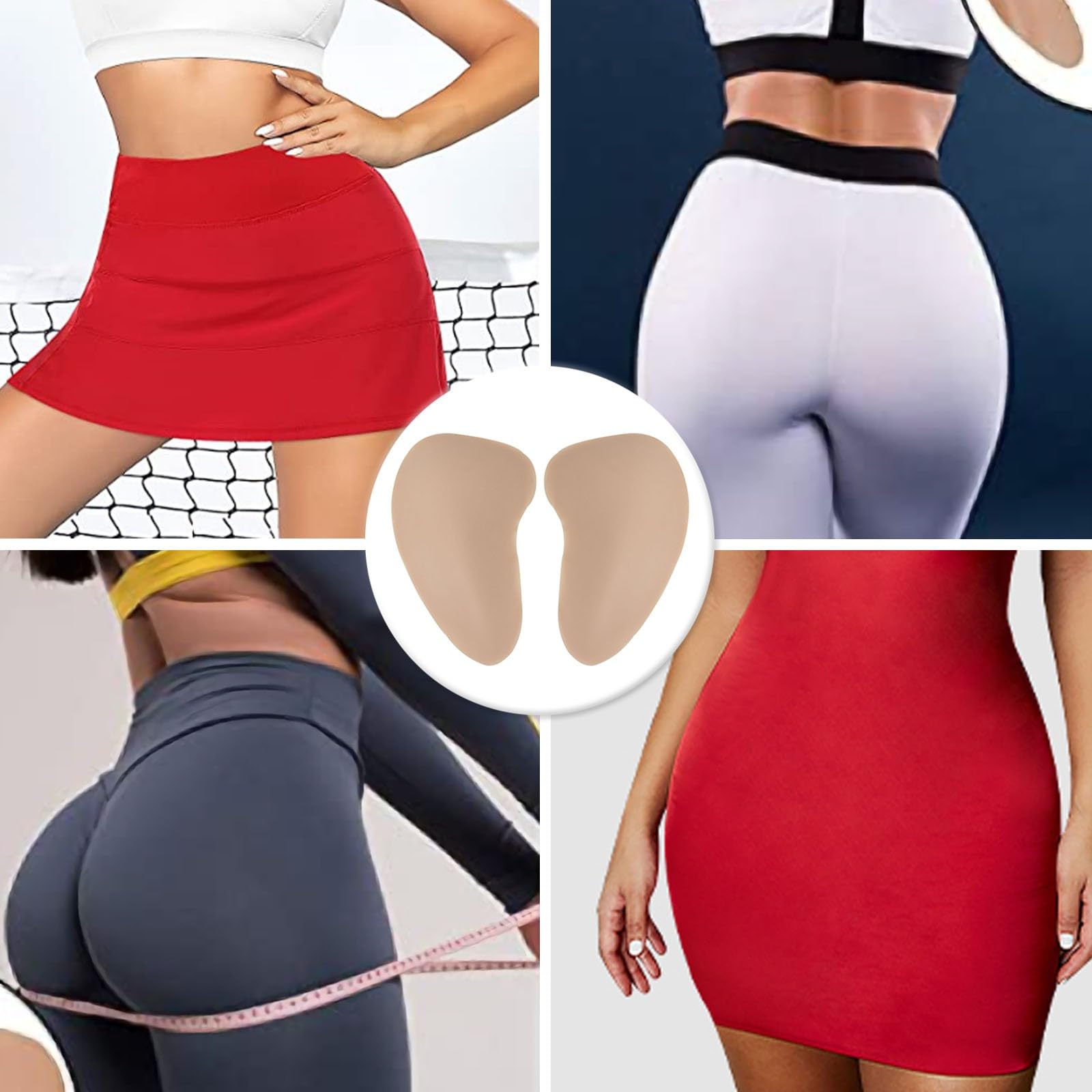 Wisfancy 2PCS Silicone Hip & Butt Pads - Crossdresser Fake Butt Enhancer, Removable Buttock Lift Shaper with Tummy Control - Perfect for Crossdressing, Cosplay & Body Contouring Under Clothes