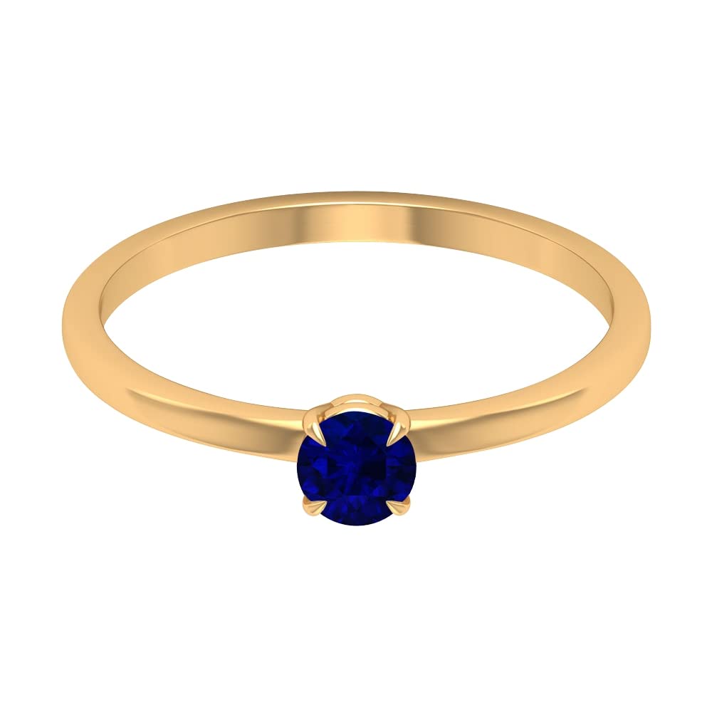 1/4 CT Natural Blue Sapphire Promise Ring - 14K Solid Gold Solitaire Ring for Women - Elegant Engagement, Wedding, or Anniversary Jewelry Gift
