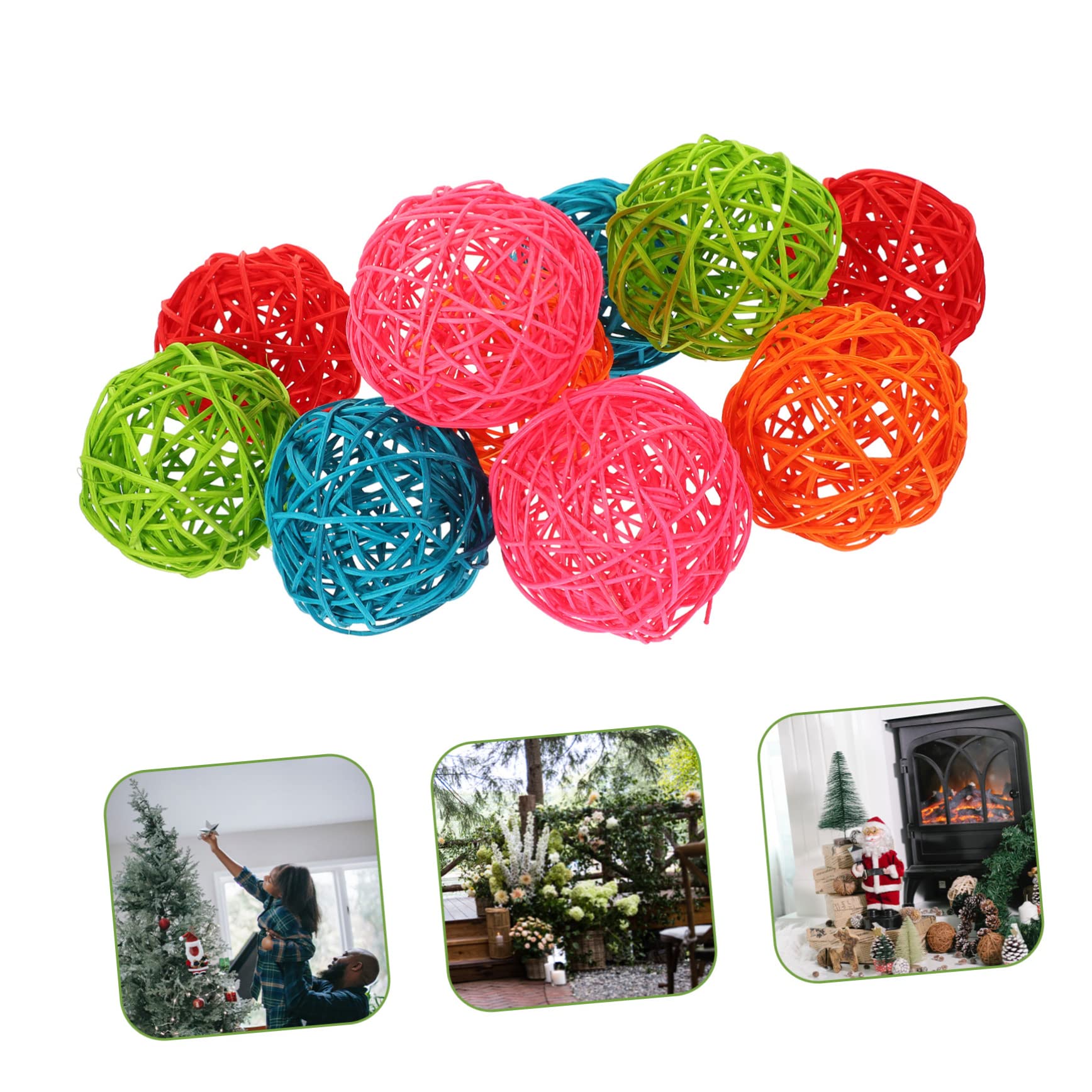 Unique Rattan Christmas Ornaments Set of 10 - Handwoven Natural Decorative Balls for Holiday Tree Decor, Party Centerpieces, and Festive Home Decorations - Perfect for Christmas, Weddings, and Seasonal Celebrations
