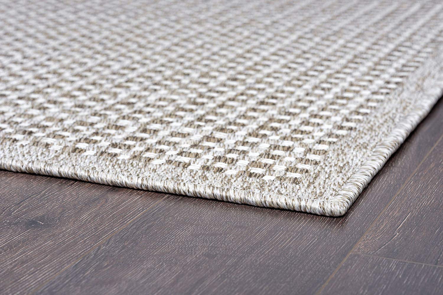Dickens Taupe 6-Foot Round Outdoor Area Rug - Modern Basketweave Design for Living Room, Bedroom, or Dining Room | Perfect for Patio, Deck, and Indoor Decor