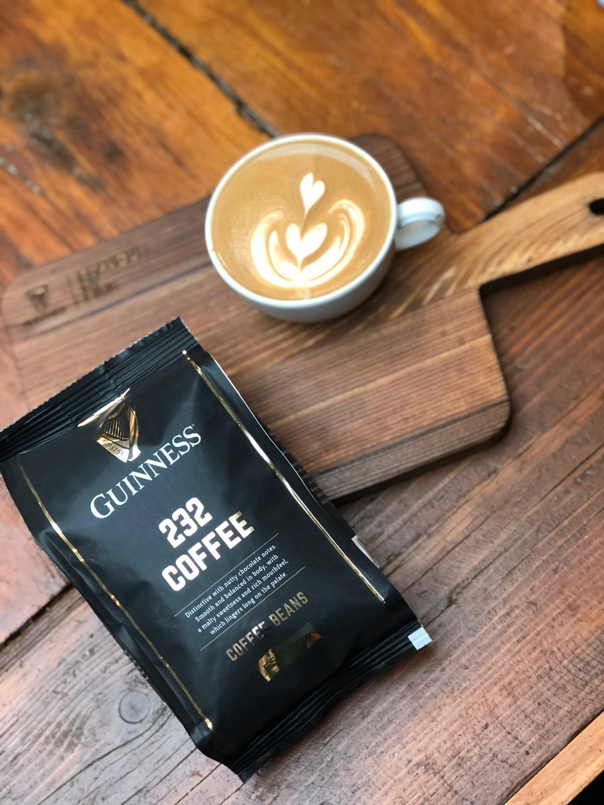 Guinness 232 Premium Whole Bean Coffee - 8 oz (227g) Dark Roast for Rich Flavor | Perfect for Home Brewing, Office Use & Gifts